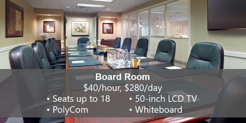 board room with list of features