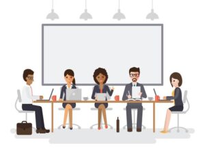 people working in conference room